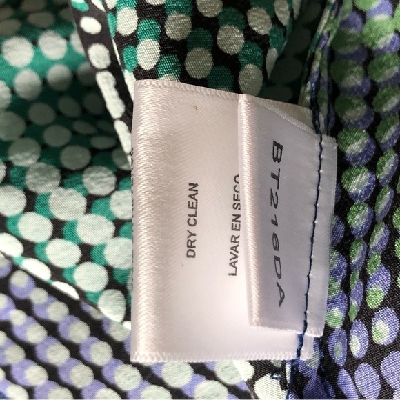 BCBGMAXAZRIA Silk Ruffled Blouse Blue Green XS - Picture 9 of 12